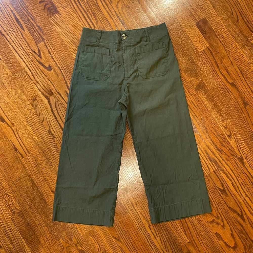 Anthropologie Maeve Colette Olive Linen Blend Pants - Size 32 Petite